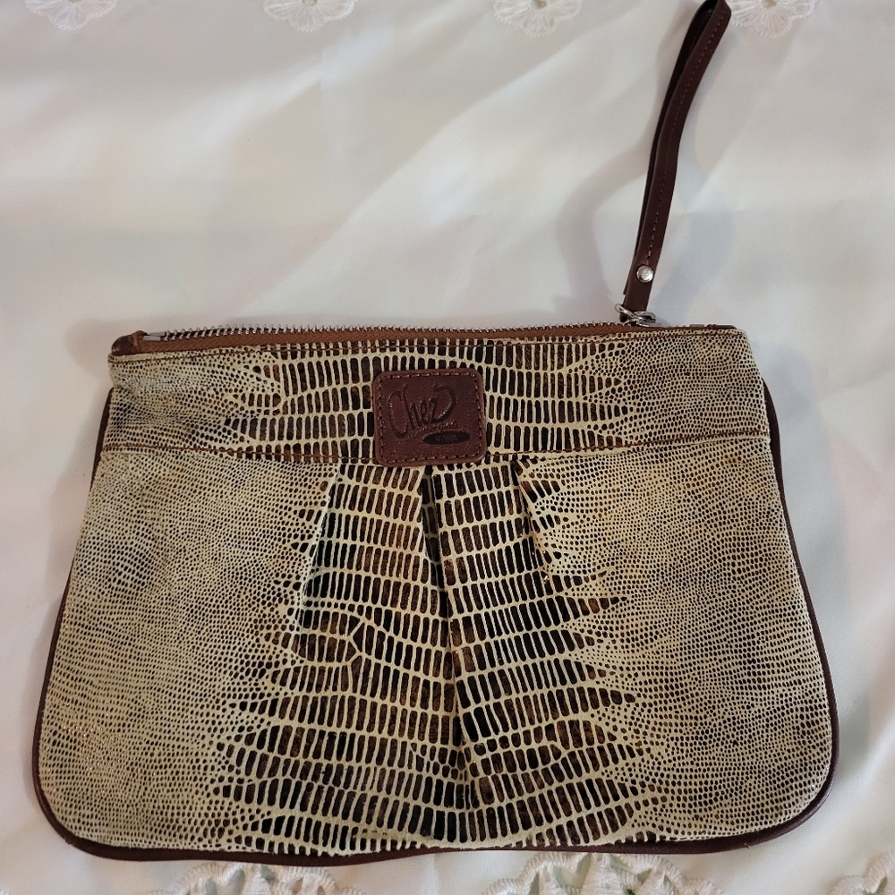 Chez Fine Leather Goods Snake Print Handbag
